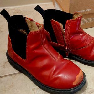 NATURINO Leather Red Shoes with Zipper, Girls Size US 10.5